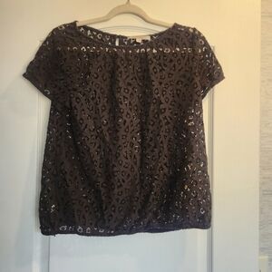 LOFT Black Lace Top Size M Euc